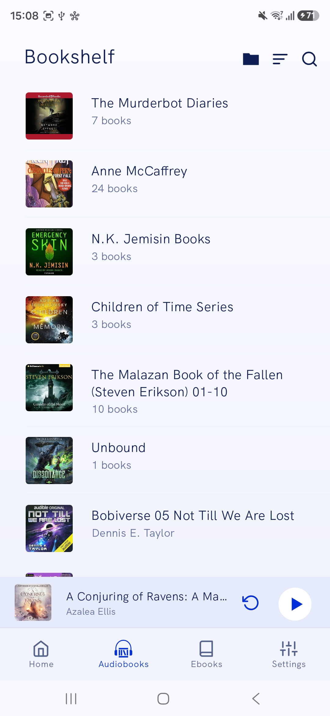 FrostBooks audiobook player screen